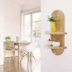 Arched Wood Floating Shelf Mid Century Mordern Decor(1 Set(Any Style))